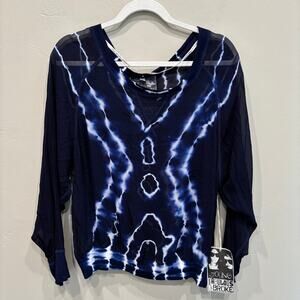 NWT Young Fabulous & Broke Sheer Tie Dye Long Sleeve Top Blue - Size: Small